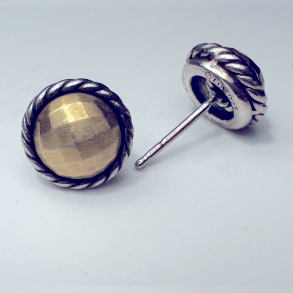David Yurman stud earrings - sterling silver with 18k yellow gold domes, 8mm